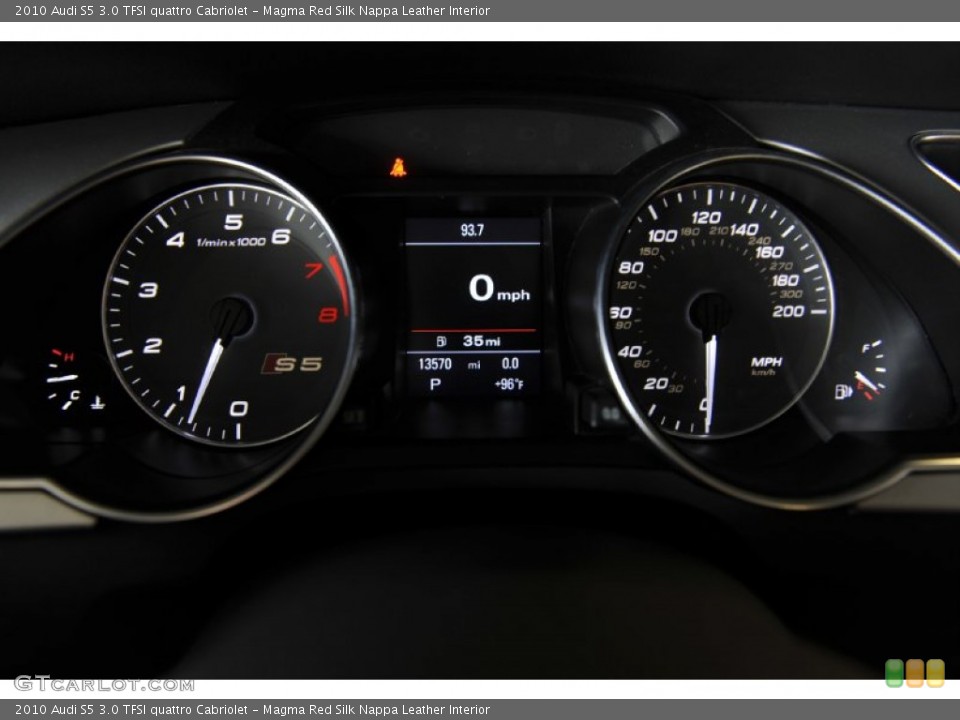Magma Red Silk Nappa Leather Interior Gauges for the 2010 Audi S5 3.0 TFSI quattro Cabriolet #53995688