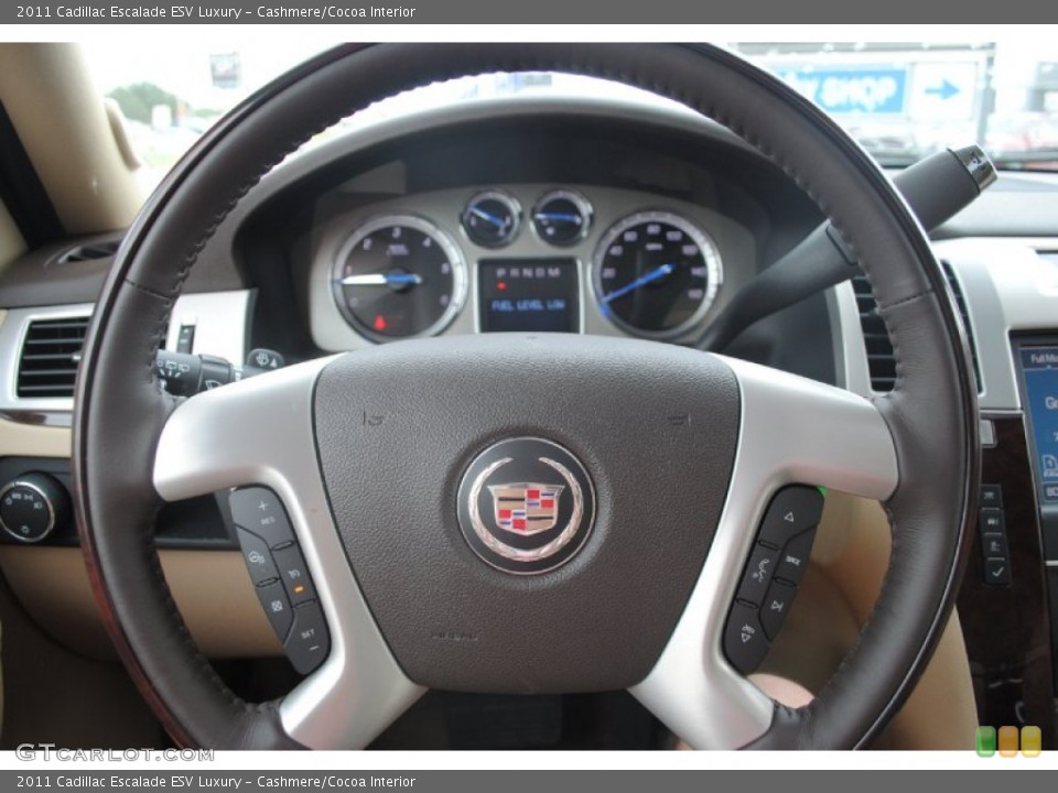 Cashmere/Cocoa Interior Steering Wheel for the 2011 Cadillac Escalade ESV Luxury #54034196