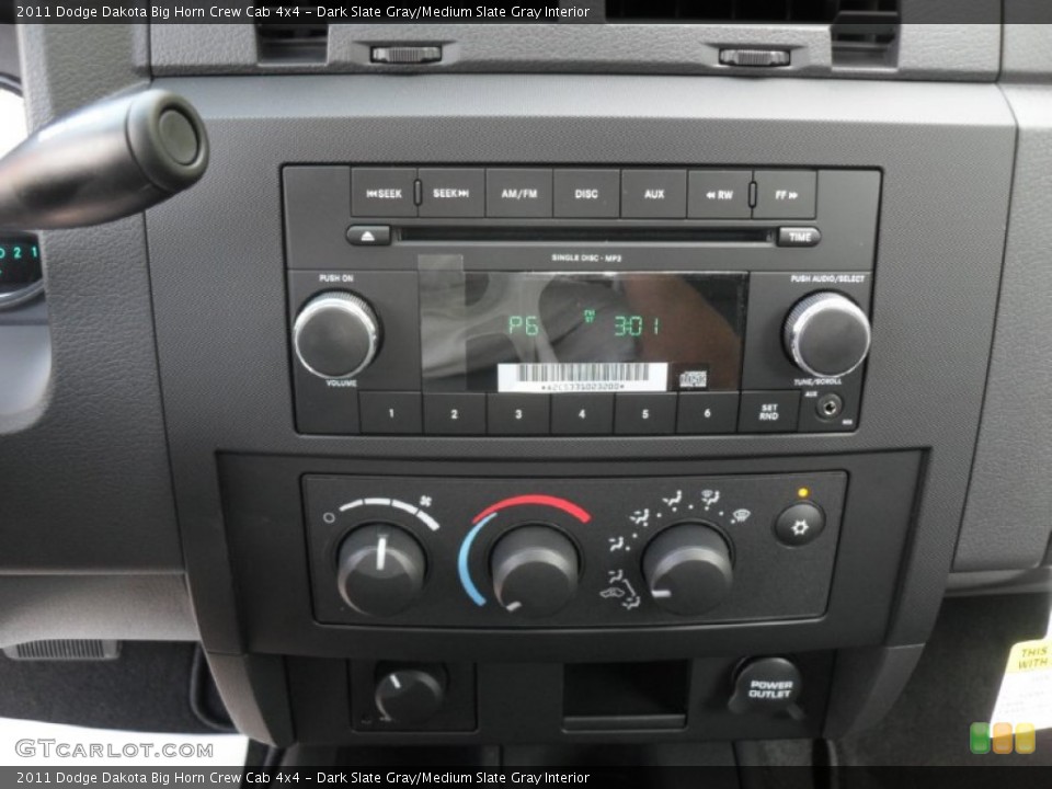 Dark Slate Gray/Medium Slate Gray Interior Controls for the 2011 Dodge Dakota Big Horn Crew Cab 4x4 #54034493