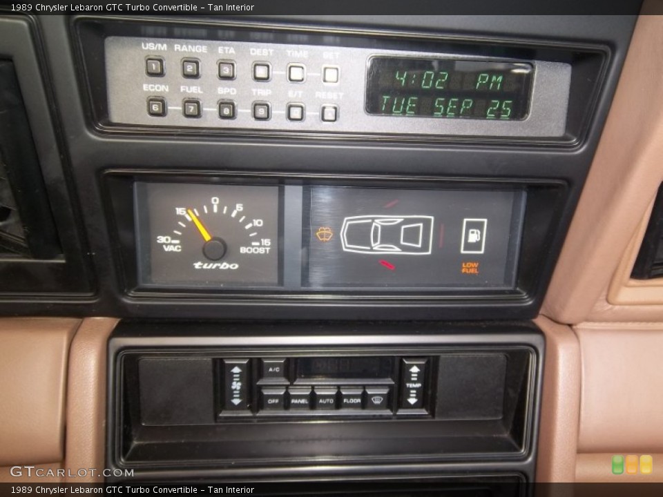 Tan Interior Controls for the 1989 Chrysler Lebaron GTC Turbo Convertible #54071490