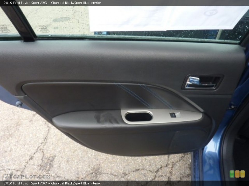 Charcoal Black/Sport Blue Interior Door Panel for the 2010 Ford Fusion Sport AWD #54078756