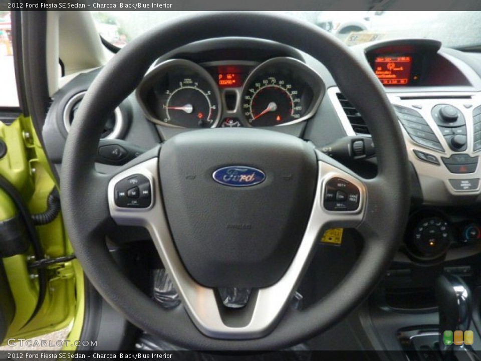 Charcoal Black/Blue Interior Steering Wheel for the 2012 Ford Fiesta SE Sedan #54081540