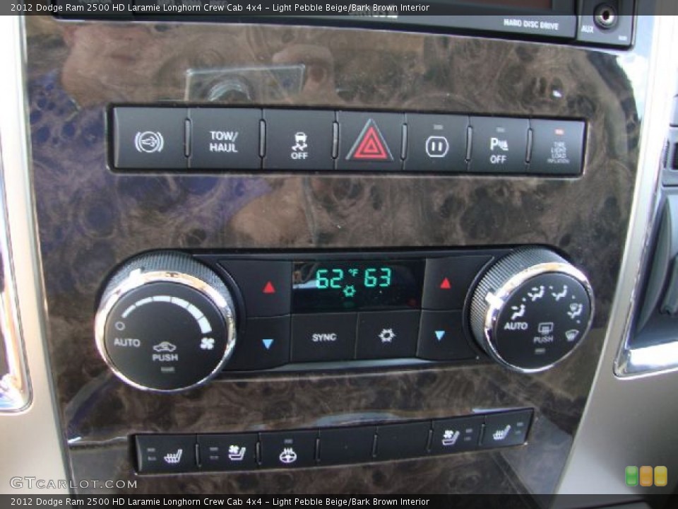 Light Pebble Beige/Bark Brown Interior Controls for the 2012 Dodge Ram 2500 HD Laramie Longhorn Crew Cab 4x4 #54112626