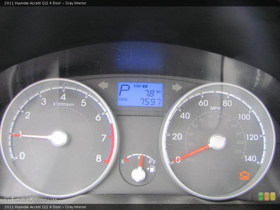 Gray Interior Gauges for the 2011 Hyundai Accent GLS 4 Door #54125547