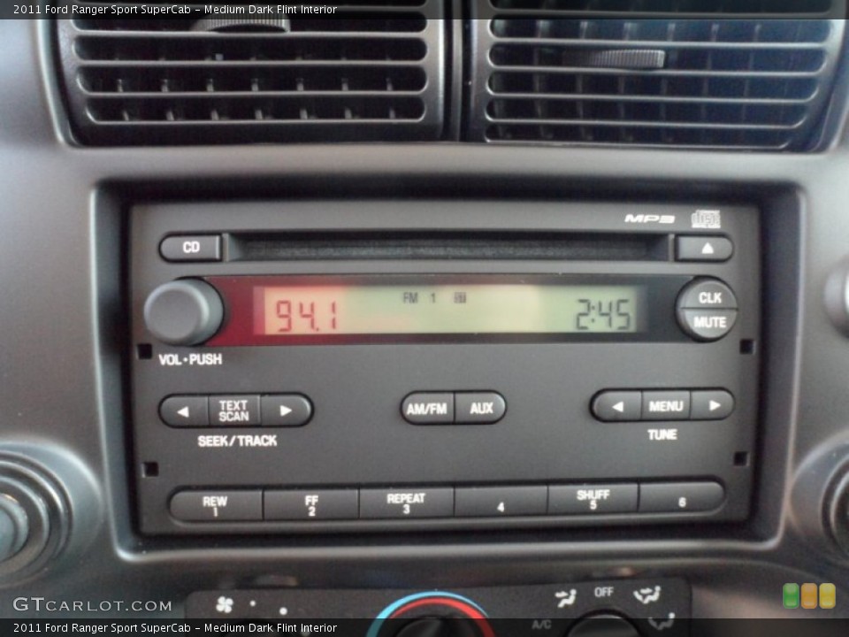 Medium Dark Flint Interior Audio System for the 2011 Ford Ranger Sport SuperCab #54153576