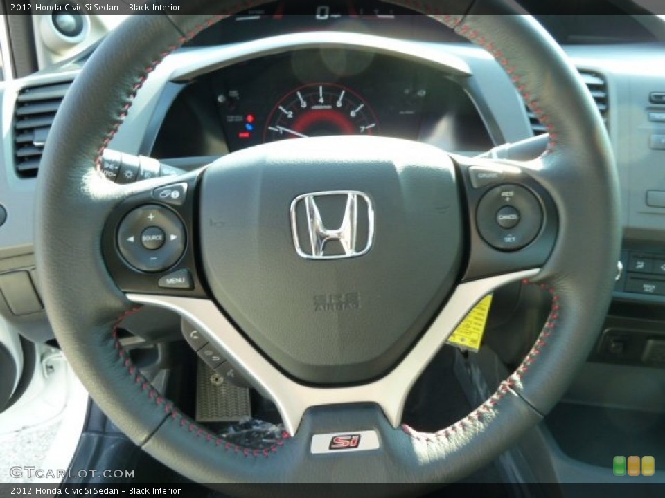 Black Interior Steering Wheel for the 2012 Honda Civic Si Sedan #54157746
