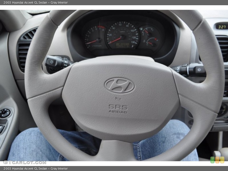 Gray Interior Steering Wheel for the 2003 Hyundai Accent GL Sedan #54169906