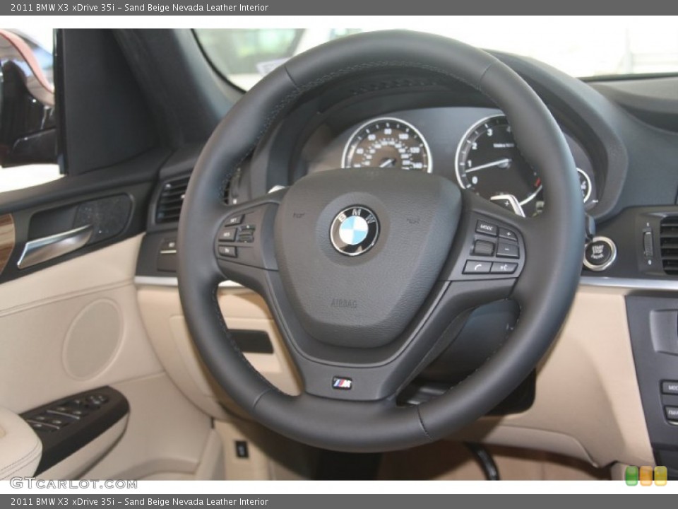Sand Beige Nevada Leather Interior Steering Wheel for the 2011 BMW X3 xDrive 35i #54200506