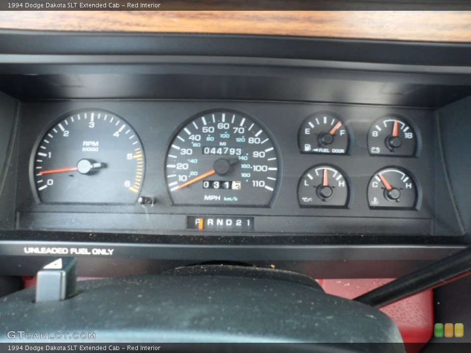 Red Interior Gauges for the 1994 Dodge Dakota SLT Extended Cab #54205394