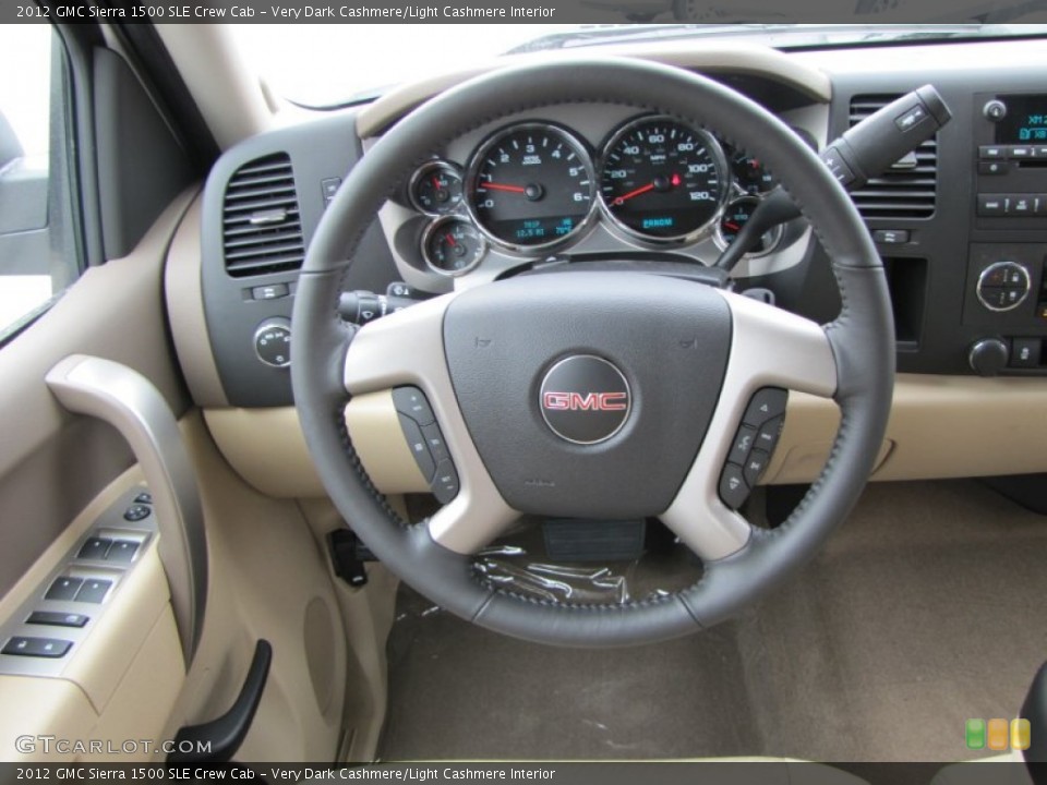 Very Dark Cashmere/Light Cashmere Interior Steering Wheel for the 2012 GMC Sierra 1500 SLE Crew Cab #54217755