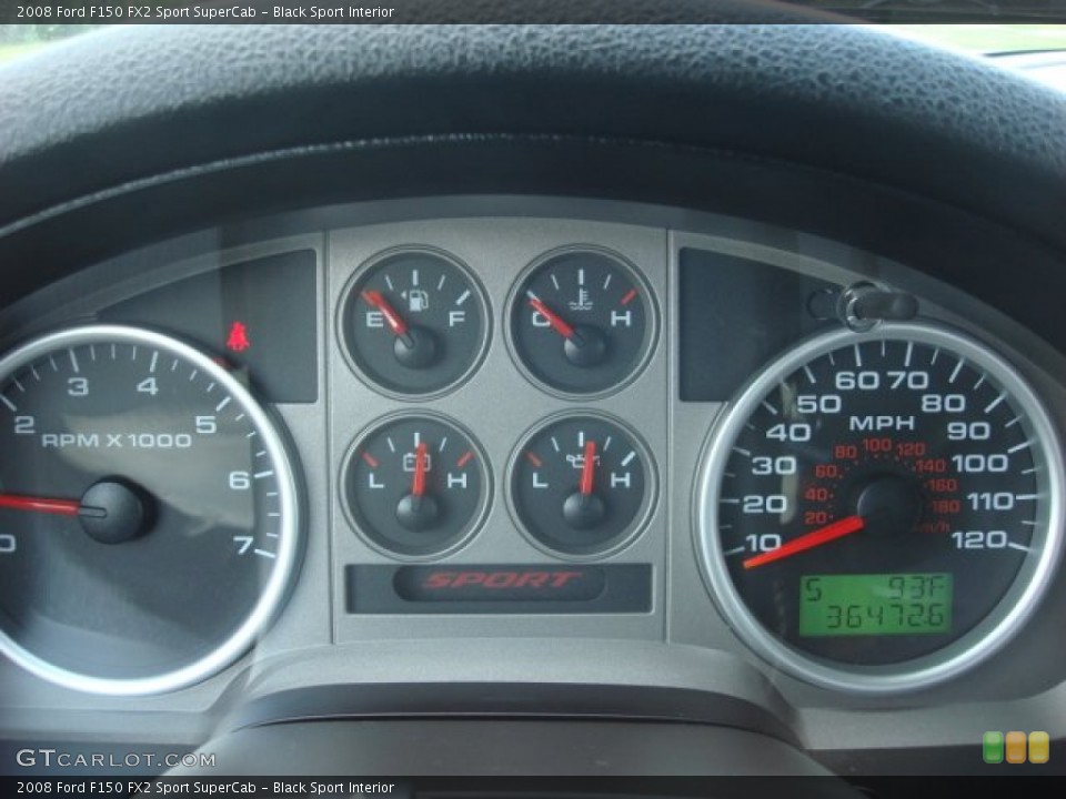 Black Sport Interior Gauges for the 2008 Ford F150 FX2 Sport SuperCab #54229005