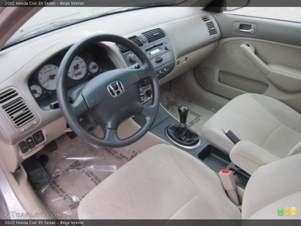 Beige Interior Prime Interior for the 2002 Honda Civic EX Sedan #54250937