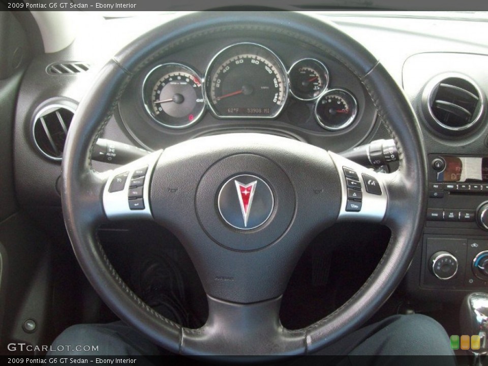 Ebony Interior Steering Wheel for the 2009 Pontiac G6 GT Sedan #54280775