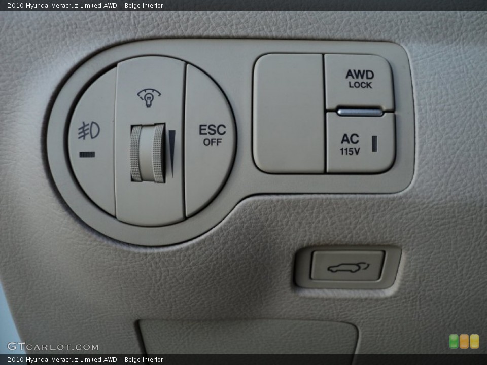 Beige Interior Controls for the 2010 Hyundai Veracruz Limited AWD #54286958