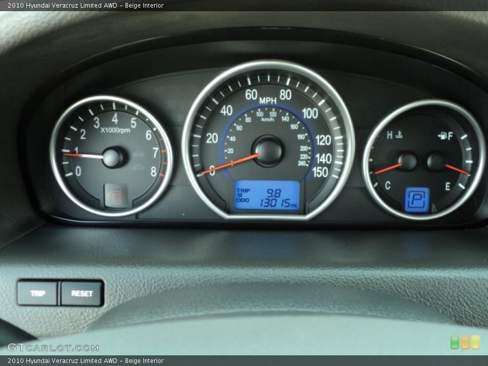 Beige Interior Gauges for the 2010 Hyundai Veracruz Limited AWD #54286997