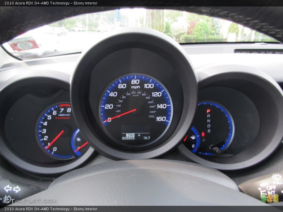 Ebony Interior Gauges for the 2010 Acura RDX SH-AWD Technology #54304117