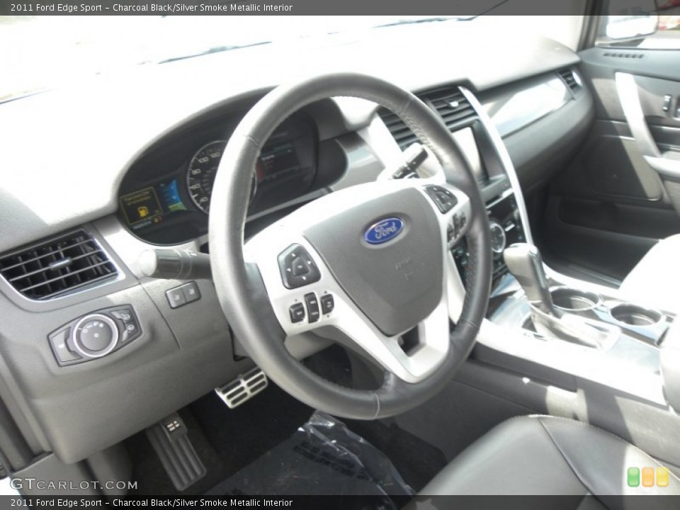 Charcoal Black/Silver Smoke Metallic Interior Steering Wheel for the 2011 Ford Edge Sport #54356353