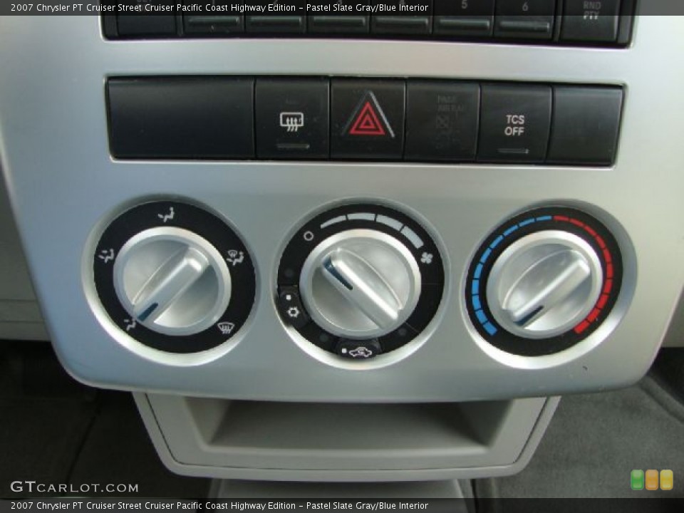 Pastel Slate Gray/Blue Interior Controls for the 2007 Chrysler PT Cruiser Street Cruiser Pacific Coast Highway Edition #54368914