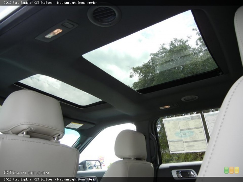 Medium Light Stone Interior Sunroof for the 2012 Ford Explorer XLT EcoBoost #54382351