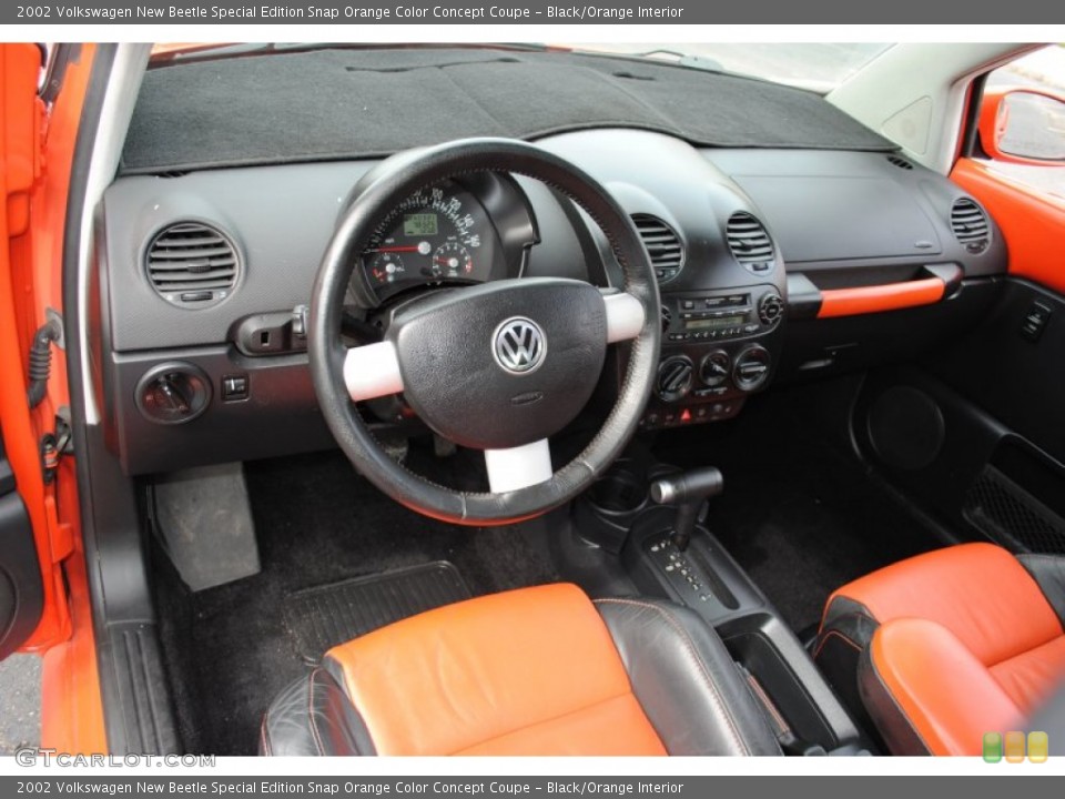 Black/Orange Interior Dashboard for the 2002 Volkswagen New Beetle Special Edition Snap Orange Color Concept Coupe #54392752
