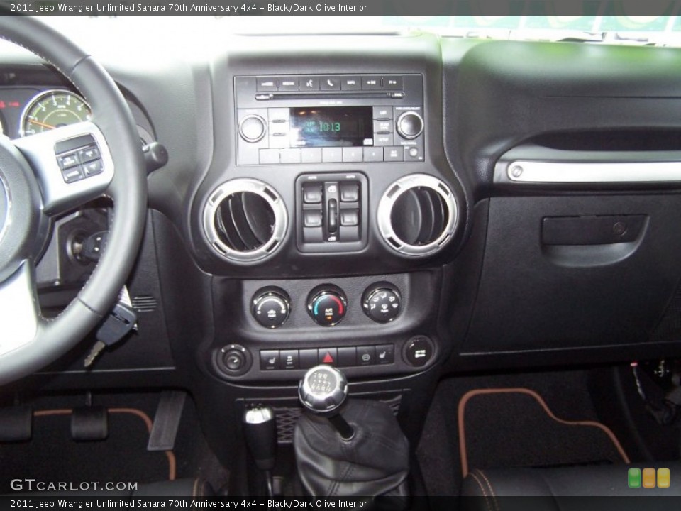Black/Dark Olive Interior Controls for the 2011 Jeep Wrangler Unlimited Sahara 70th Anniversary 4x4 #54409083