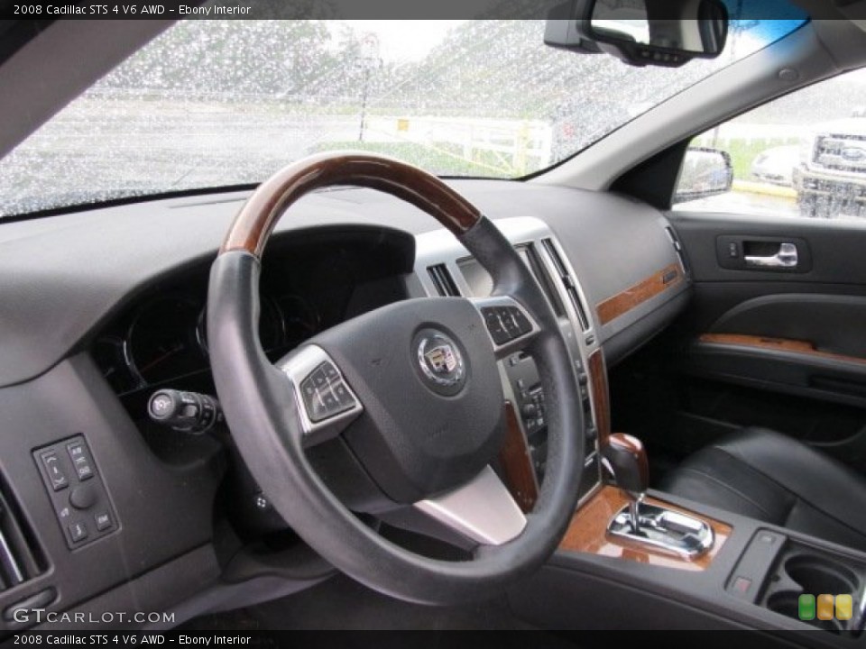 Ebony Interior Steering Wheel for the 2008 Cadillac STS 4 V6 AWD #54454550