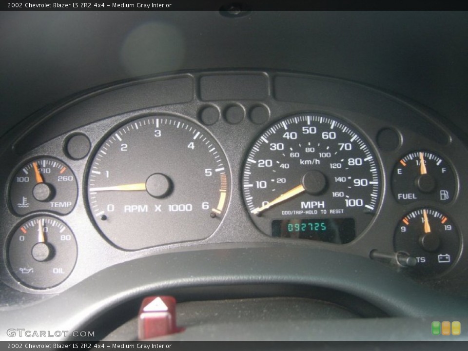 Medium Gray Interior Gauges for the 2002 Chevrolet Blazer LS ZR2 4x4 #54458235