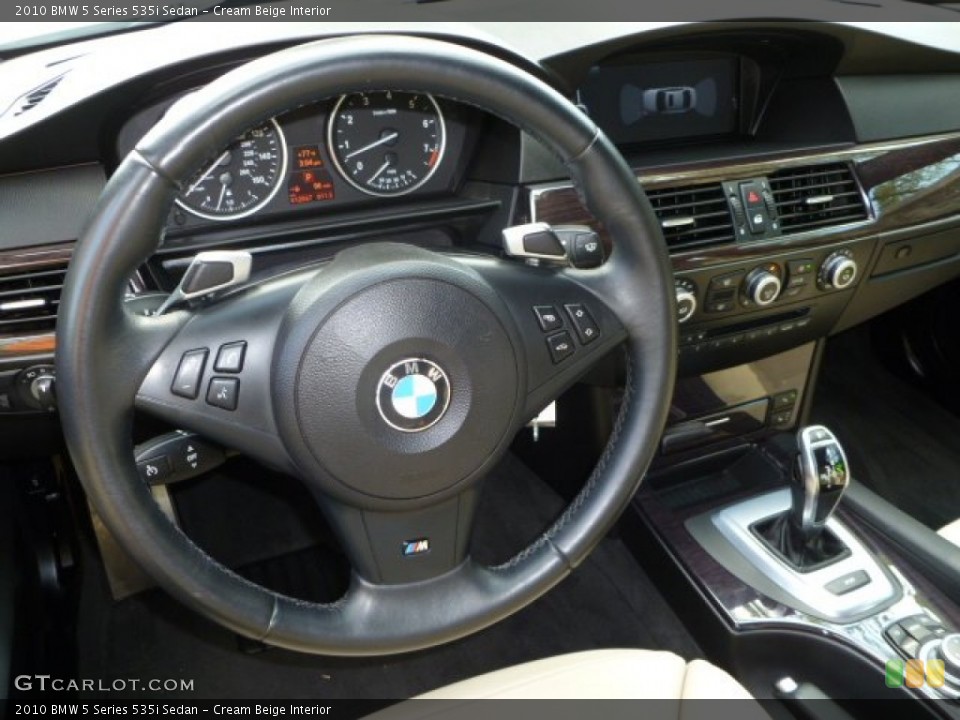 Cream Beige Interior Steering Wheel for the 2010 BMW 5 Series 535i Sedan #54461478