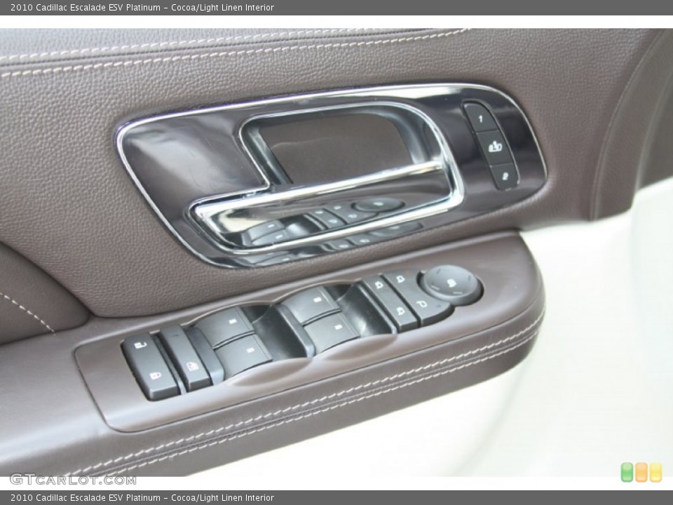 Cocoa/Light Linen Interior Controls for the 2010 Cadillac Escalade ESV Platinum #54472830