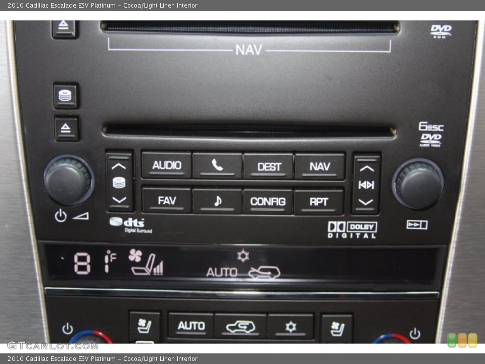 Cocoa/Light Linen Interior Controls for the 2010 Cadillac Escalade ESV Platinum #54472863