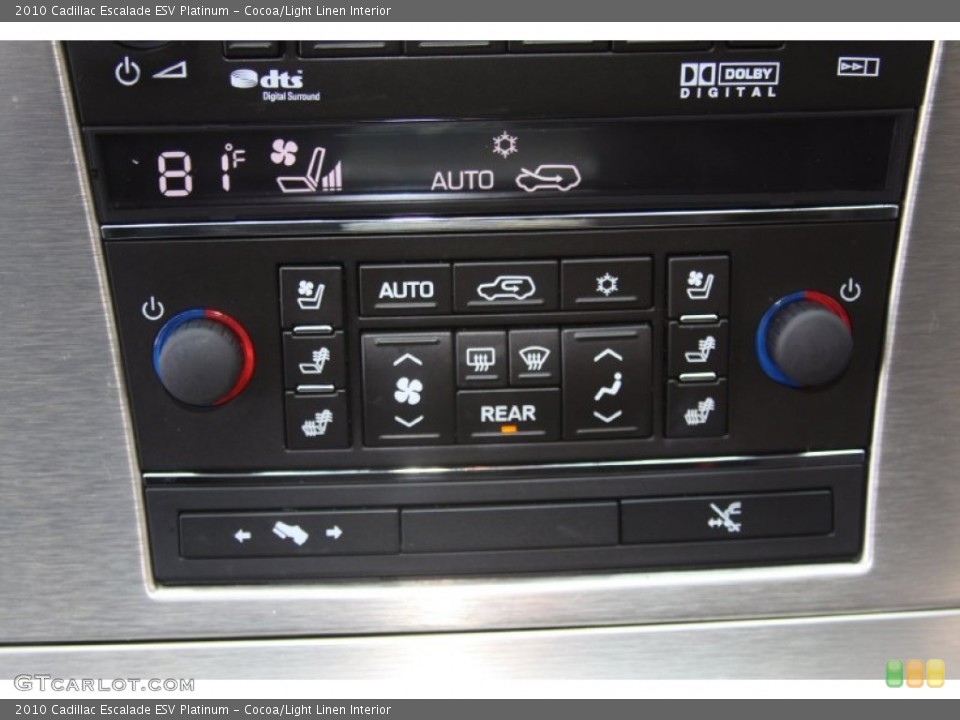 Cocoa/Light Linen Interior Controls for the 2010 Cadillac Escalade ESV Platinum #54472872