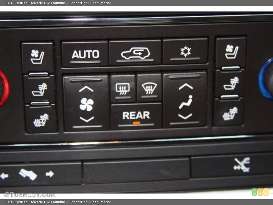 Cocoa/Light Linen Interior Controls for the 2010 Cadillac Escalade ESV Platinum #54472899