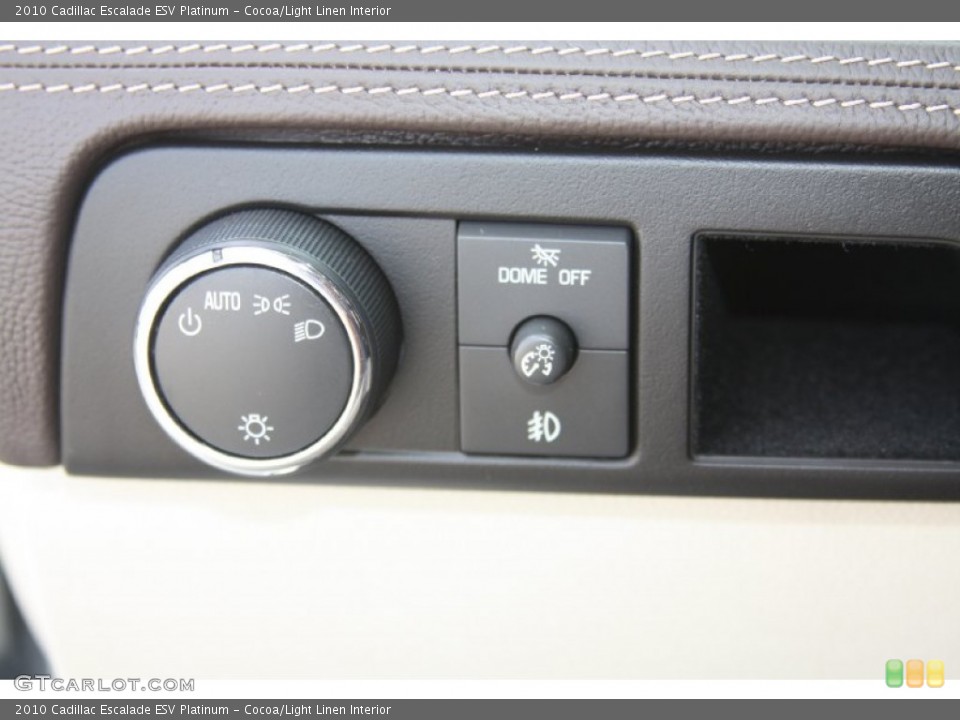 Cocoa/Light Linen Interior Controls for the 2010 Cadillac Escalade ESV Platinum #54472953