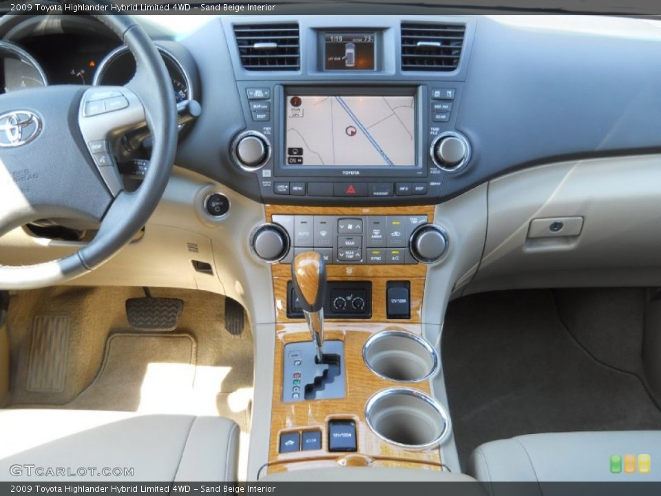 Sand Beige Interior Controls for the 2009 Toyota Highlander Hybrid Limited 4WD #54478179