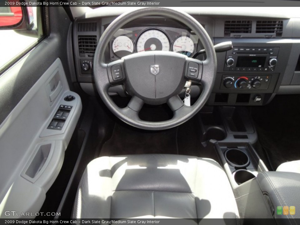 Dark Slate Gray/Medium Slate Gray Interior Steering Wheel for the 2009 Dodge Dakota Big Horn Crew Cab #54494114