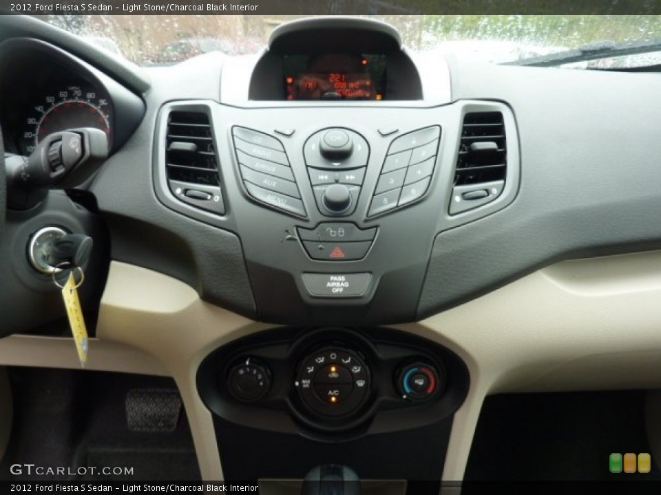 Light Stone/Charcoal Black Interior Controls for the 2012 Ford Fiesta S Sedan #54517103