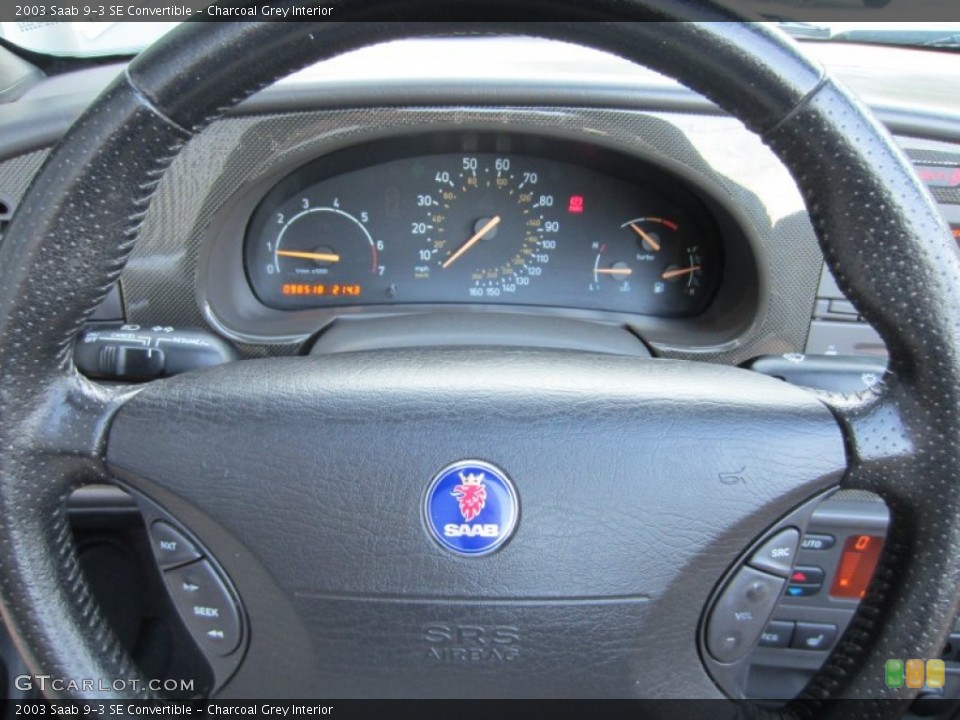 Charcoal Grey Interior Steering Wheel for the 2003 Saab 9-3 SE Convertible #54555054