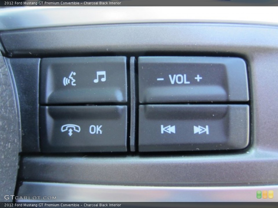 Charcoal Black Interior Controls for the 2012 Ford Mustang GT Premium Convertible #54555618