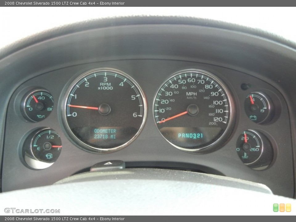 Ebony Interior Gauges for the 2008 Chevrolet Silverado 1500 LTZ Crew Cab 4x4 #54560288