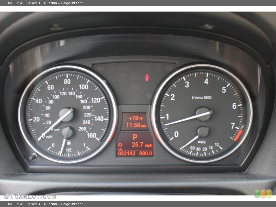 Beige Interior Gauges for the 2008 BMW 3 Series 328i Sedan #54586448