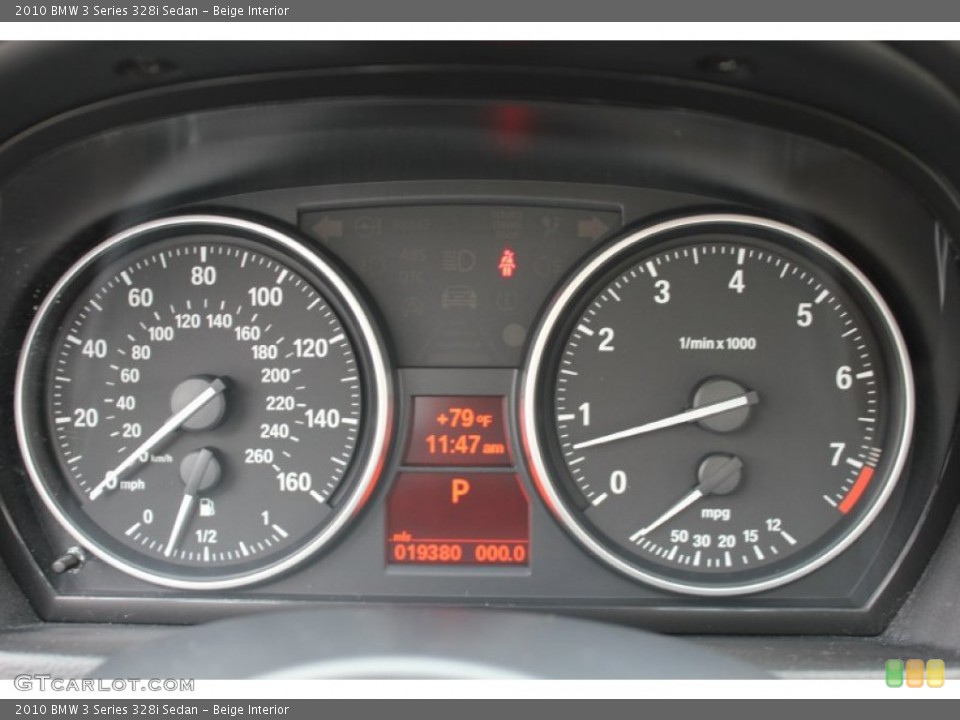 Beige Interior Gauges for the 2010 BMW 3 Series 328i Sedan #54587033