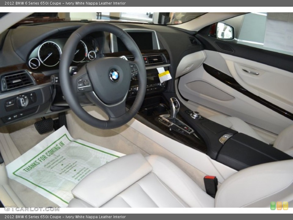 Ivory White Nappa Leather Interior Prime Interior for the 2012 BMW 6 Series 650i Coupe #54617700