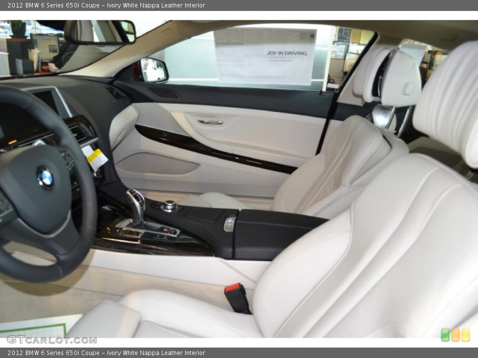 Ivory White Nappa Leather Interior Photo for the 2012 BMW 6 Series 650i Coupe #54617709
