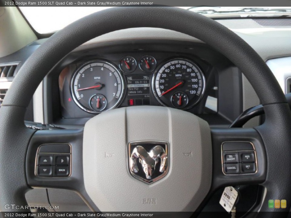 Dark Slate Gray/Medium Graystone Interior Steering Wheel for the 2012 Dodge Ram 1500 SLT Quad Cab #54619746