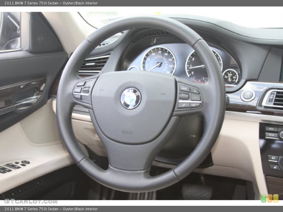 Oyster/Black Interior Steering Wheel for the 2011 BMW 7 Series 750i Sedan #54641847