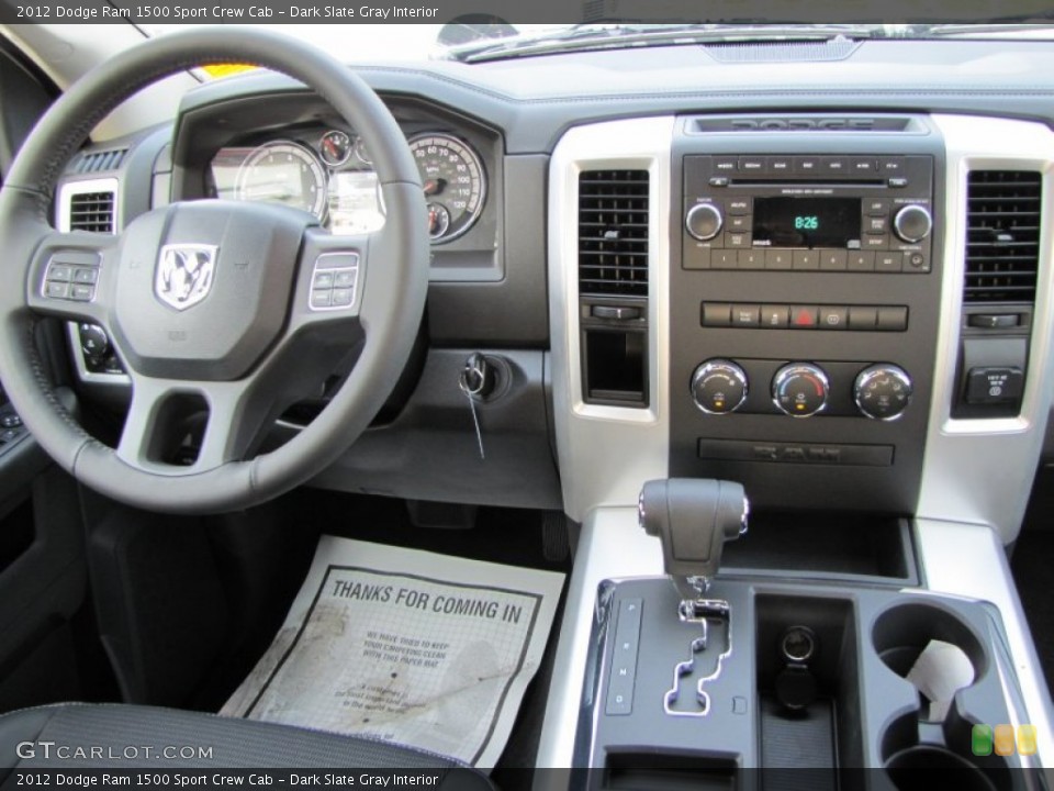 Dark Slate Gray Interior Dashboard for the 2012 Dodge Ram 1500 Sport Crew Cab #54644346