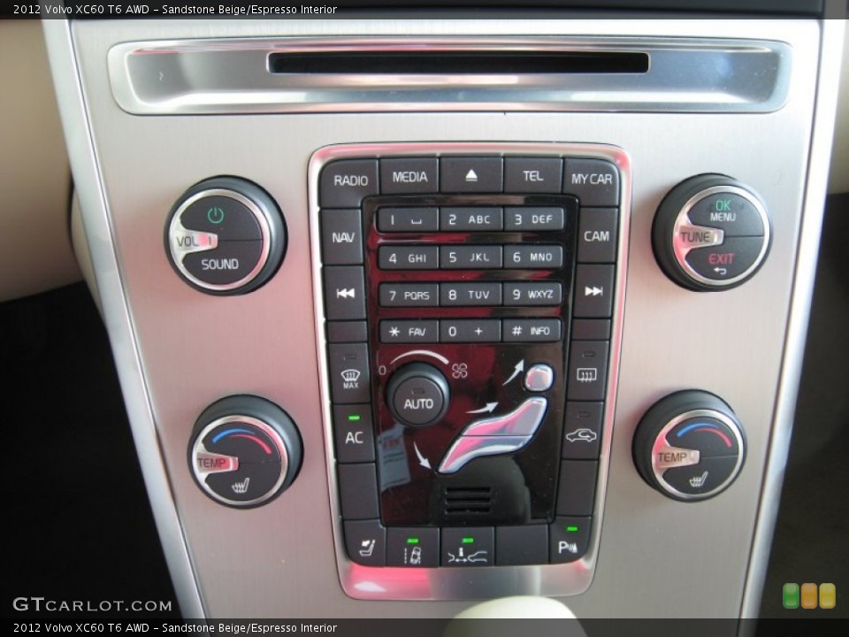 Sandstone Beige/Espresso Interior Controls for the 2012 Volvo XC60 T6 AWD #54663174