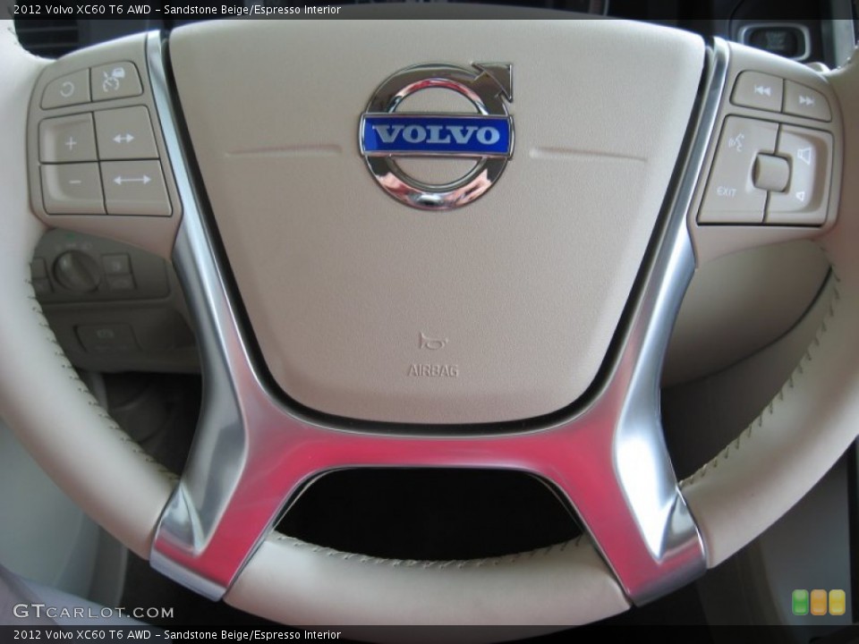 Sandstone Beige/Espresso Interior Steering Wheel for the 2012 Volvo XC60 T6 AWD #54663192