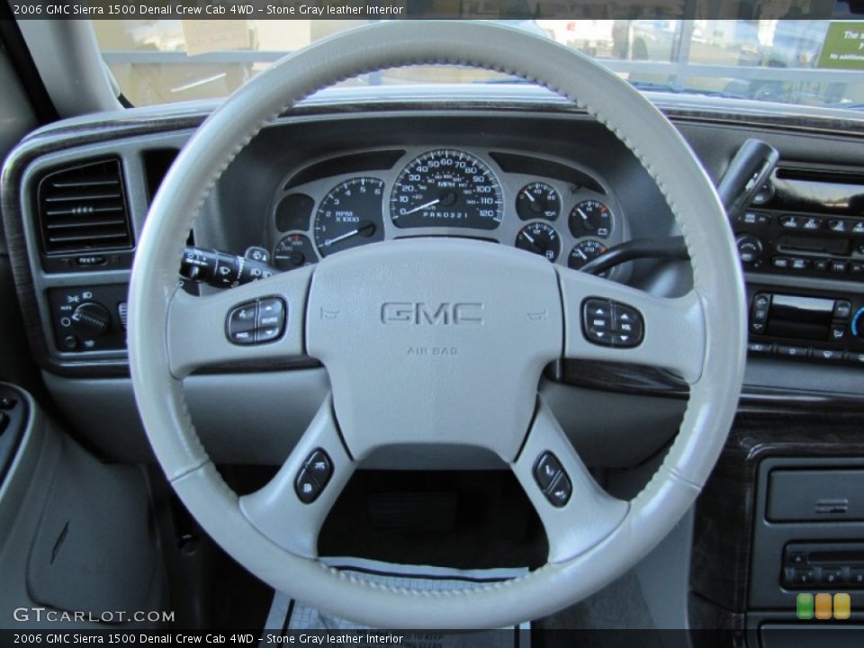Stone Gray leather Interior Steering Wheel for the 2006 GMC Sierra 1500 Denali Crew Cab 4WD #54676374