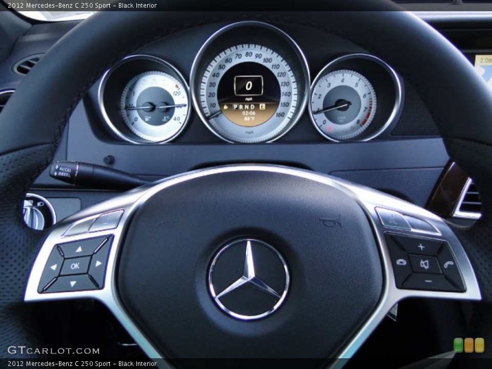 Black Interior Steering Wheel for the 2012 Mercedes-Benz C 250 Sport #54705466